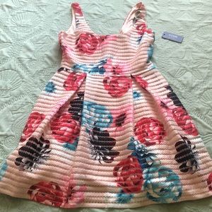 Guess pink rose multi skater dress size 8